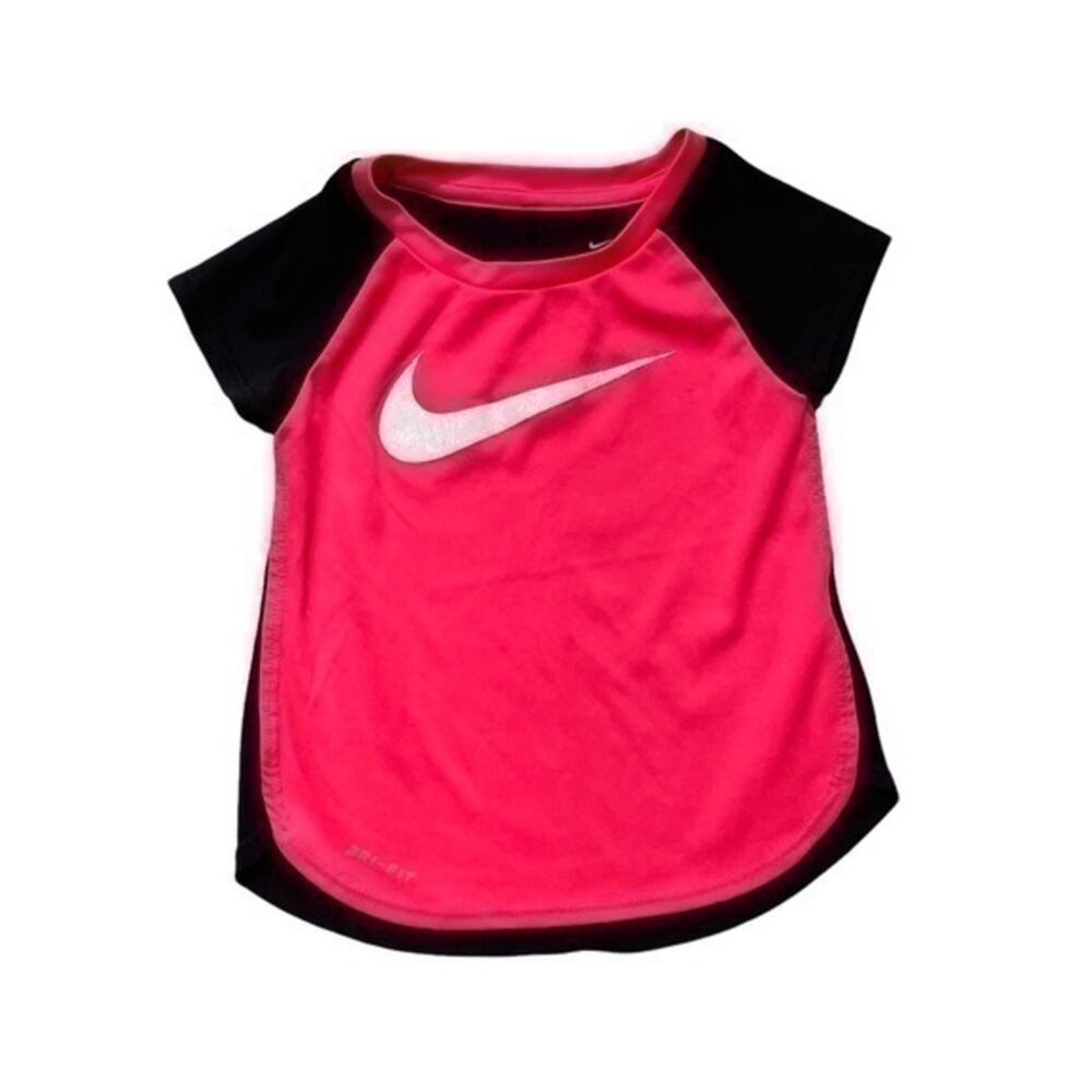 Nike Dri-Fit T-shirt Short Sleeve Logo Top Girl’s Size 2-3 Tee pink black
